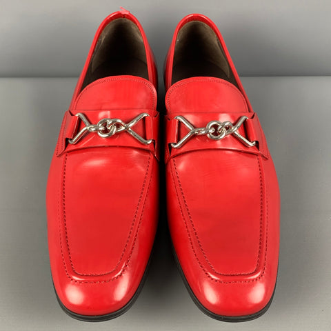 BALLY Size 10 Red Leather Slip On Loafers