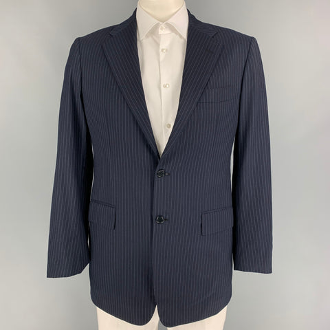 KITON for NEIMAN MARCUS Size 42 Navy White Pinstripe Wool Sport Coat