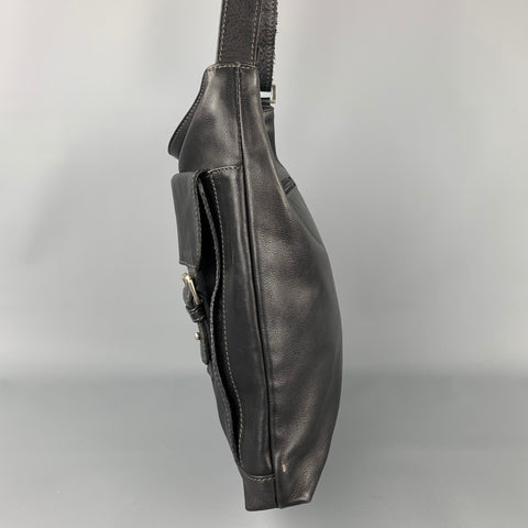 LOPEZ MORENO Black Contrast Stitch Leather Shoulder Bag