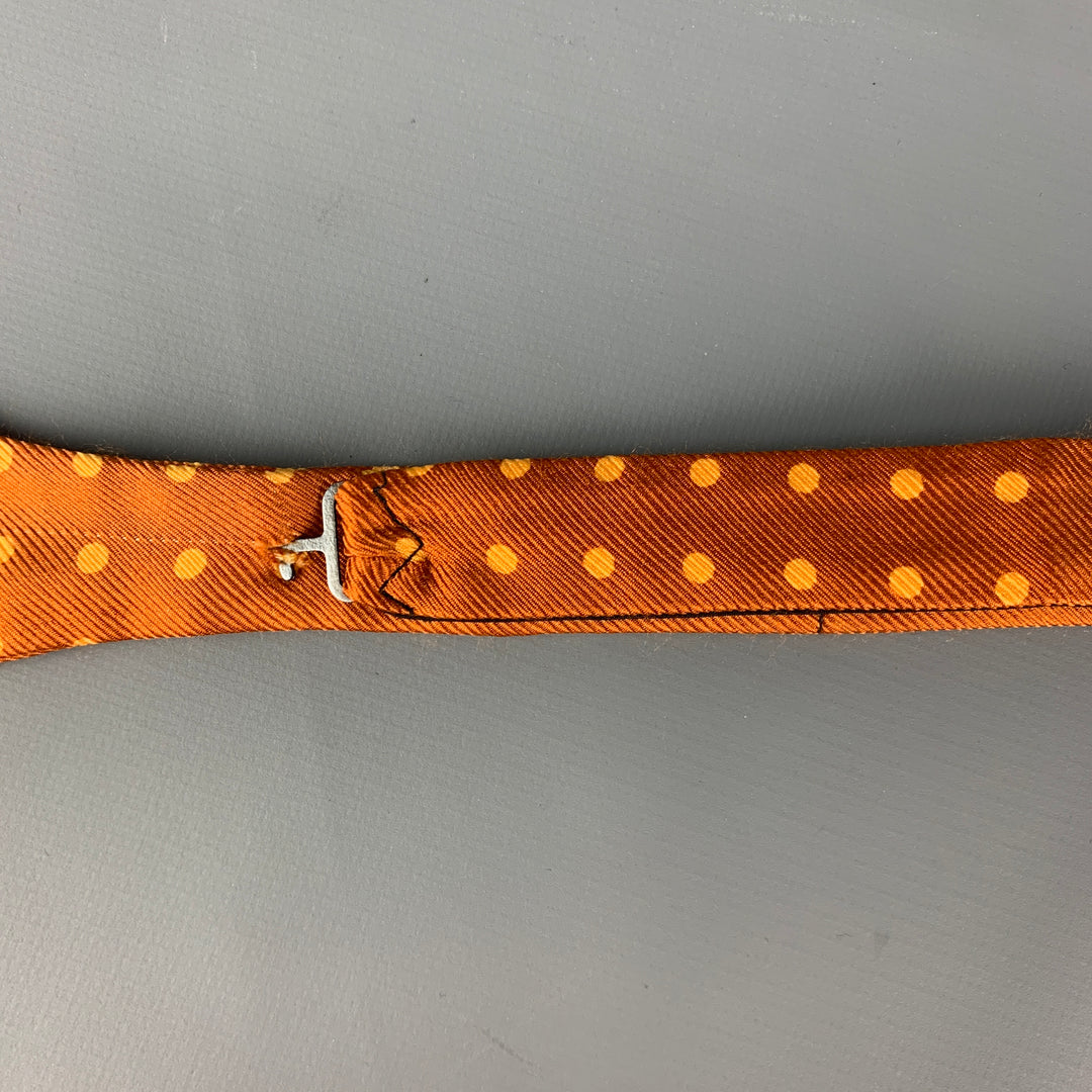 BEN SILVER Copper Orange Polka Dot Silk Bow Tie