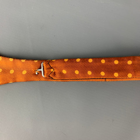 BEN SILVER Copper Orange Polka Dot Silk Bow Tie