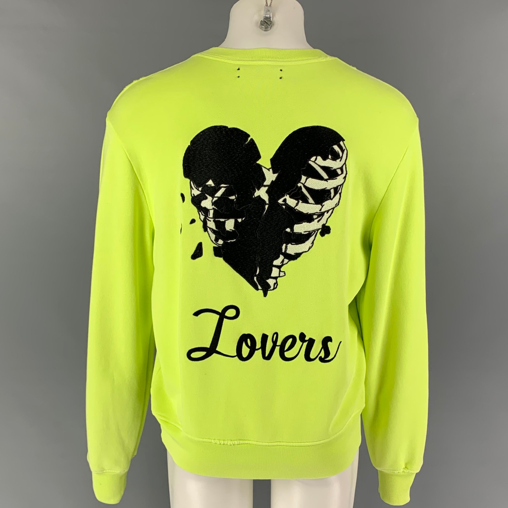 AMIRI Size XS Neon Black Embroidery Cotton Crew-Neck Lovers AMIRI Size XS Neon Black Embroidery Cotton Crew-Neck Lovers