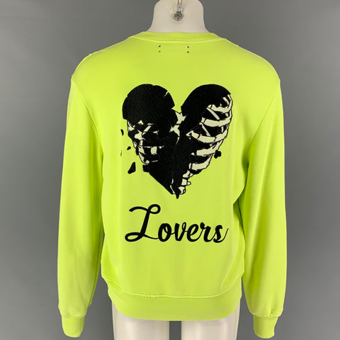 AMIRI Size XS Neon Black Embroidery Cotton Crew-Neck Lovers Sweatshirt