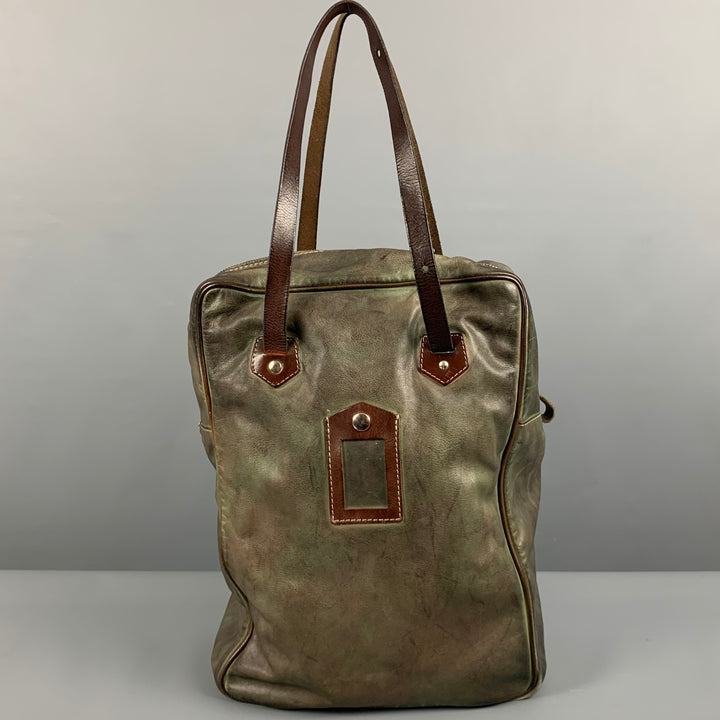Bolso NUMERO 10 de piel desgastada gris verde
