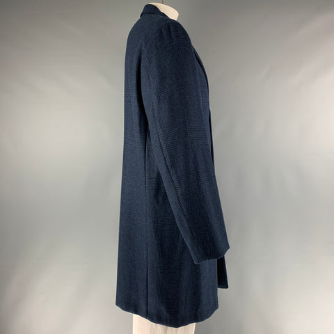 LORO PIANA Chest Size 48 Navy Black Glenplaid Single breasted Coat