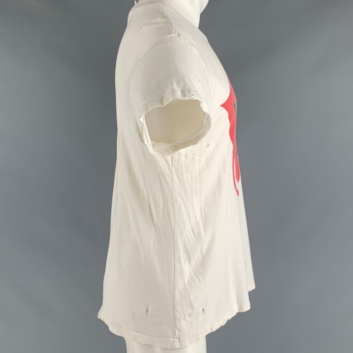 MADEWORN Size M Off White Rock Concert Cotton Distressed T-shirt