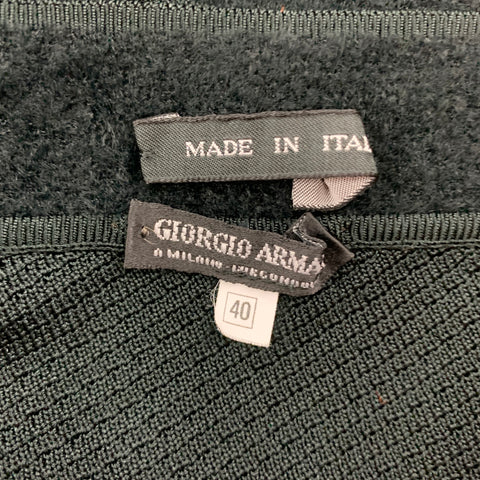 GIORGIO ARMANI Size 4 Black Viscose Blend Textured One Shoulder Casual Top