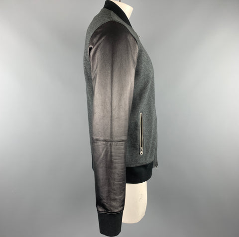 CLUB MONACO Size L Gray Cotton / Nylon Bomber Jacket