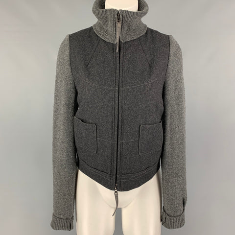 HANII Size 6 Grey Charcoal Wool Rayon Zip Up Jacket
