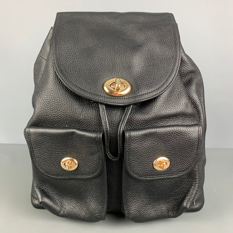 COACH Black Pebble Grain Leather Backpack Handbag & Leather Goods