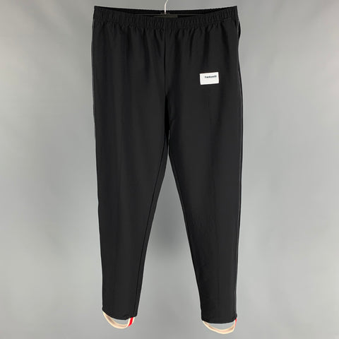 TRACKSMITH Size L Black Nylon Blend Elastic Waistband Casual Pants