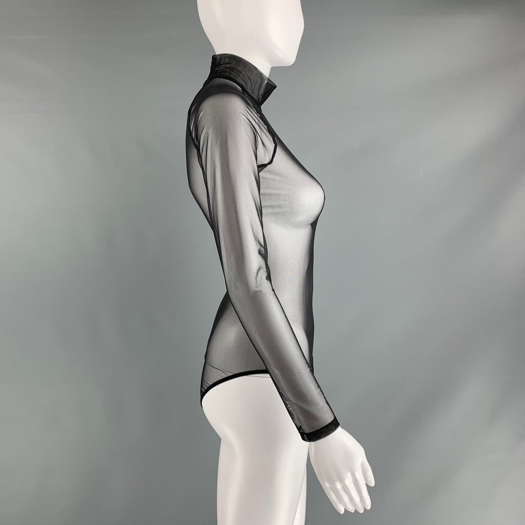 FLEUR DU MAL Size XS Black Polyamide Eastane See Through Body suit