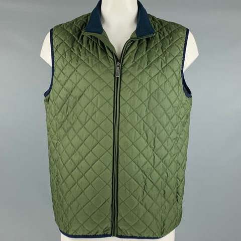 BROOKS BROTHERS Taille XL Gilet zippé en polyester matelassé vert