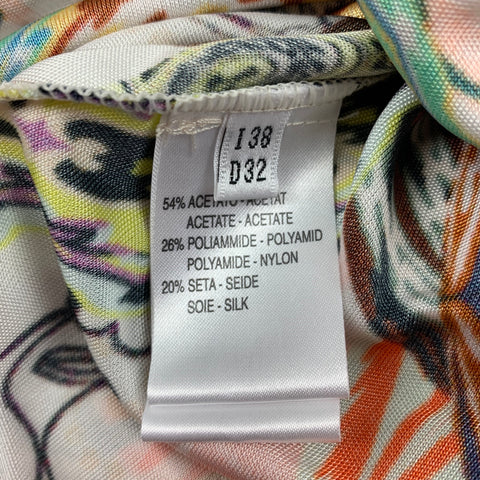 BLUMARINE Size 2 Multi-Color Acetate Blend Abstract Short Sleeve Dress