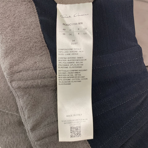 RICK OWENS FW23 Size 4 Grey Taupe Wool Strapless Long Gown