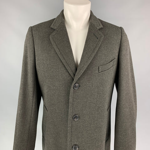 DRIES VAN NOTEN Size 40 Olive Wool Notch Lapel Coat