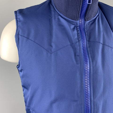 MARC JACOBS Size 38 Navy Padded High Ribbed Collar Zip Up Vest