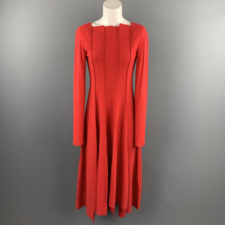 ANETT ROSTEL Vestido largo asimétrico de algodón rojo talla 6