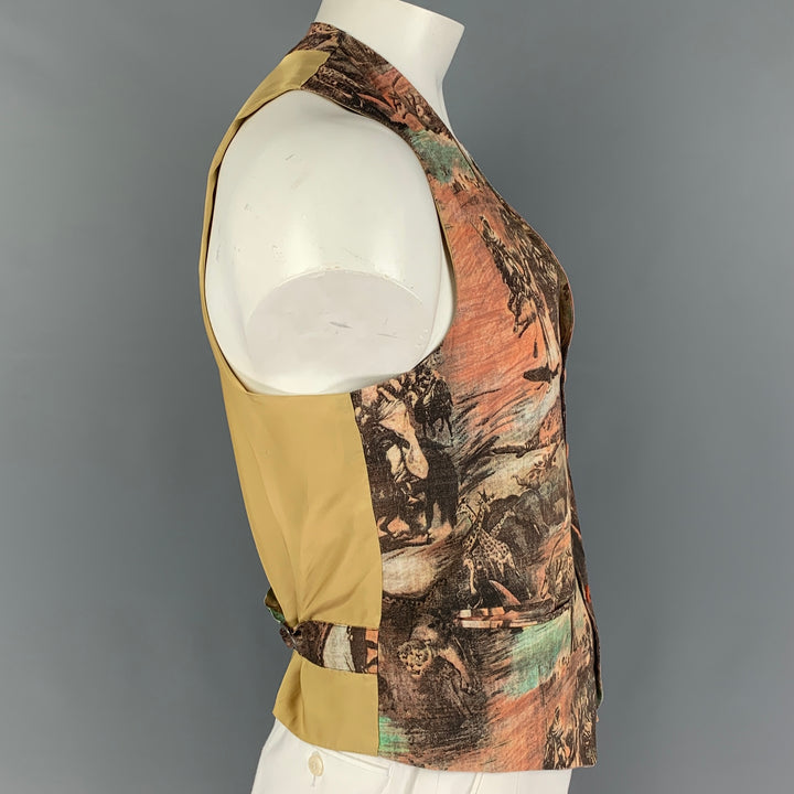 EXAMPLE by MISSONI Size M Brown Gold Print Buttoned Vest