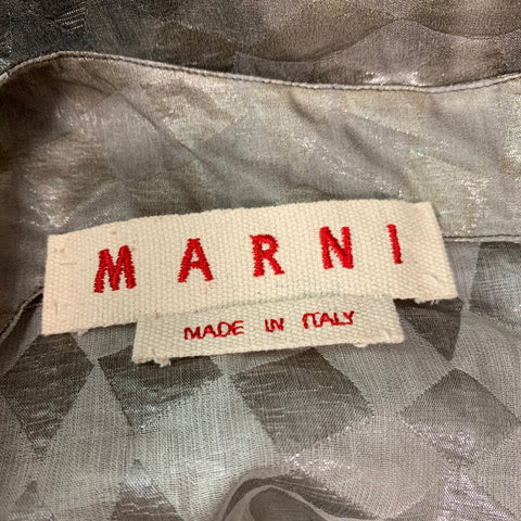 MARNI Size 2 Taupe Silver Silk &  Linen Textured Sleeveless Dress Top