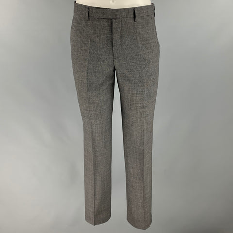 PAUL SMITH Chest Size 38 Grey Black Basketweave Wool Suit
