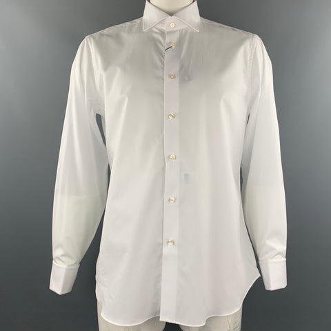 BARNEY'S NEW YORK Size XL White Cotton French Cuff Long Sleeve Shirt