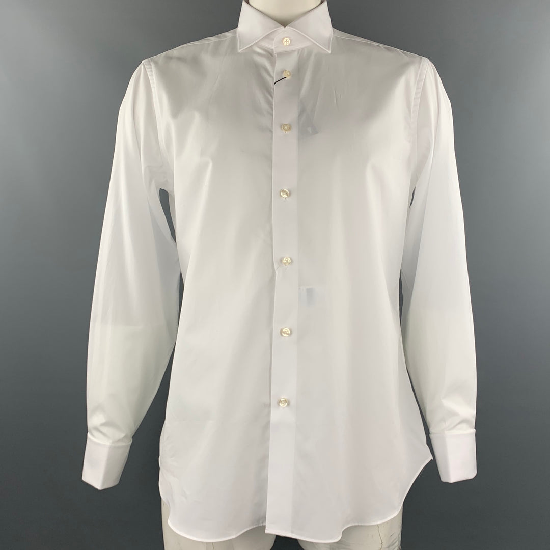 BARNEY'S NEW YORK Taille L Chemise à manches longues en coton blanc à manchette française