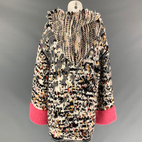 MISSONI Size 4 Multi-Color Wool Blend Knitted Oversized Hooded Coat