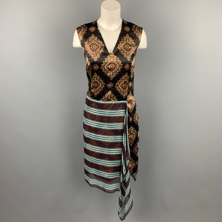 DRIES VAN NOTEN Size 2 Multi-Color Print Silk Sleeveless Shift Dress