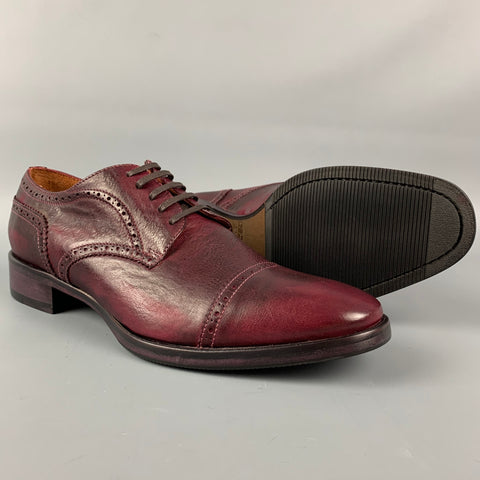 DSQUARED2 Size 9.5 Burgundy Antique Leather Cap Toe Lace Up Shoes