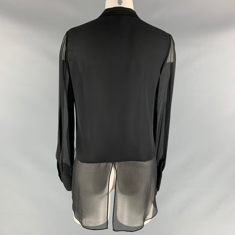 ELIE TAHARI Size XS Black Silk Blouse