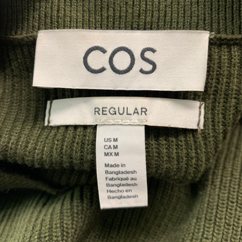 Jersey de cuello redondo de algodón de punto verde oliva talla M COS