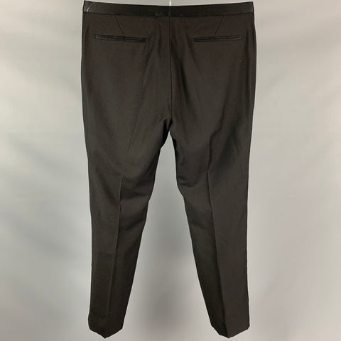 CALVIN KLEIN COLLECTION Size 32 Black Wool Tuxedo Dress Pants