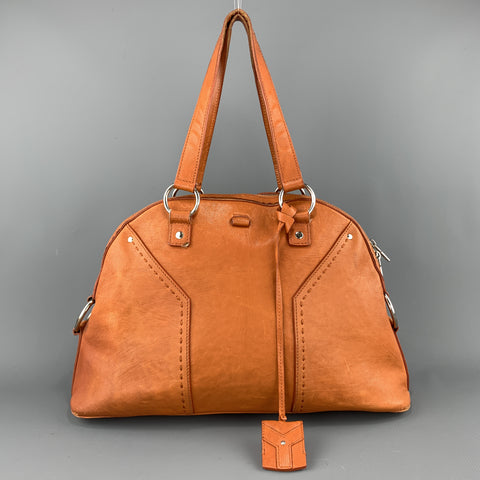 YSL Solid Burnt Orange Leather MUSE Tote Handbag