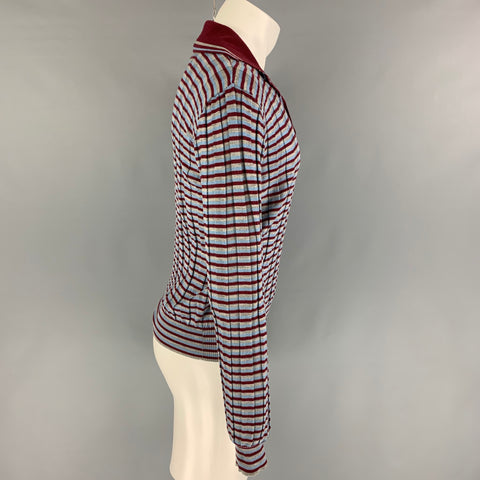 DOLCE & GABBANA Size S Burgundy Grey Stripe Knit Pullover