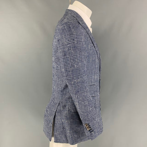 SUIT SUPPLY Size 38 Navy Blue Houndstooth Silk Blend Sport Coat