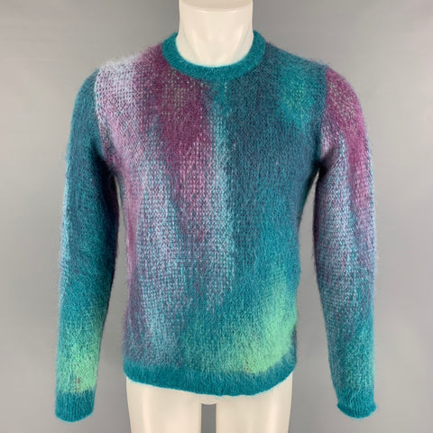 ROBERTO COLLINA Size S Blue Purple Ombre Mohair Blend Crew-Neck Sweater