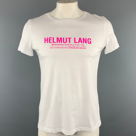 HELMUT LANG Taille L T-shirt à col rond en jersey édition limitée avec logo blanc