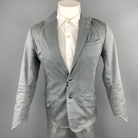 DIESEL Size S Grey Solid Cotton Blend Peak Lapel Suit