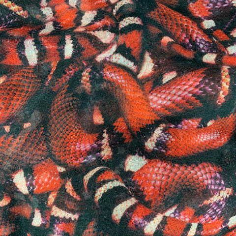 JAY AHR Red Black Snake Print Viscose Cashmere Scarf