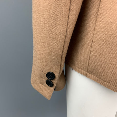 MERYL ROGGE Size 6 Camel Twill Wool Double Breasted Jacket