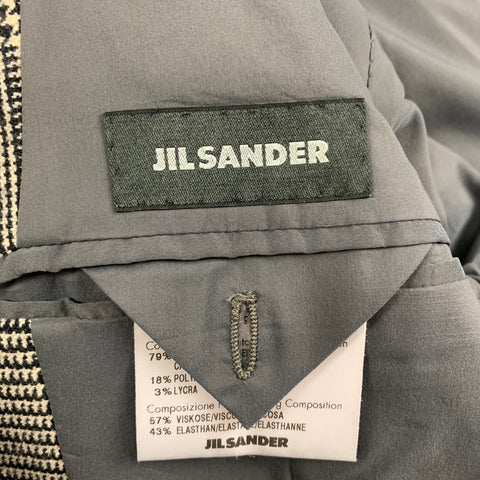 JIL SANDER Size M White Black Glenplaid Cashmere Blend Buttoned Coat