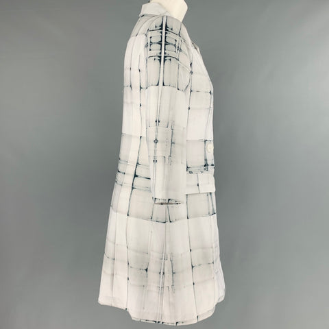 SIMON CHANG Talla 6 Chaqueta de cuadros de mezcla de poliéster gris blanco
