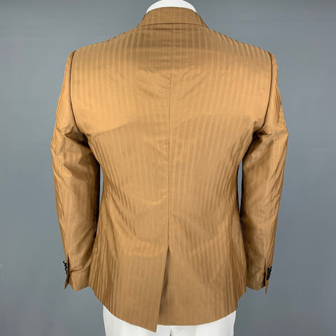 DOLCE & GABBANA Size 42 Tan Black Herringbone Silk Blend Sport Coat