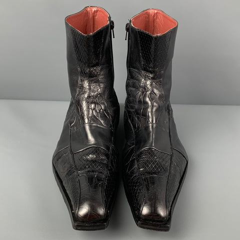 Jo GHOST Size 12 Black Textured Leather Side Zipper Boots