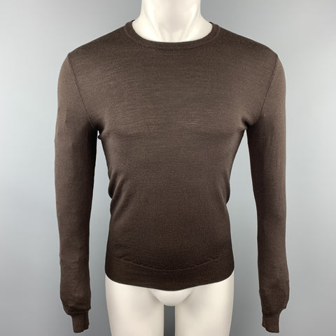 RALPH LAUREN Size S Dark Brown Merino Wool Crew-Neck Pullover