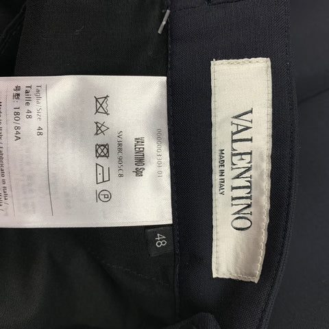 VALENTINO Taille 32 Pantalon habillé en laine / mohair bleu marine et blanc avec braguette zippée