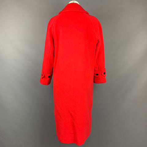 BURBERRY Size 0 Red Wool / Cashmere Hidden Placket  Coat