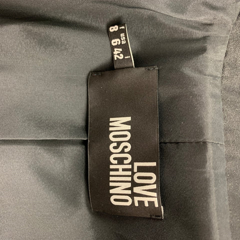 LOVE MOSCHINO Size 6 Black & White Print Cotton Jacket