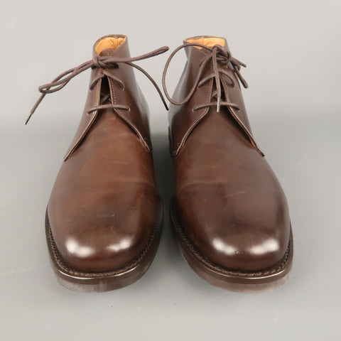 RALPH LAUREN Talla 9 Botas con cordones de cuero macizo marrón 